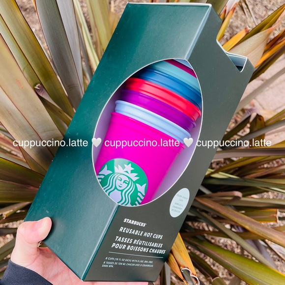 🌈NEW✨Starbucks 2023 Valentines ‘Reusable Color Changing Hot Cups Pack of 6” - Picture 2 of 9
